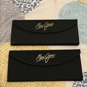 2 Maui Jim Black Sunglass Cases with Gold Logo